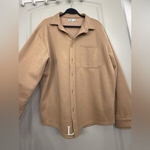Neutral Camel Overshirt Jacket with Chest Pocket